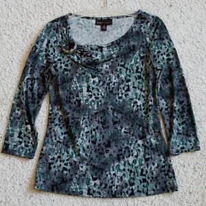 3/4 sleeve top spotted animal print